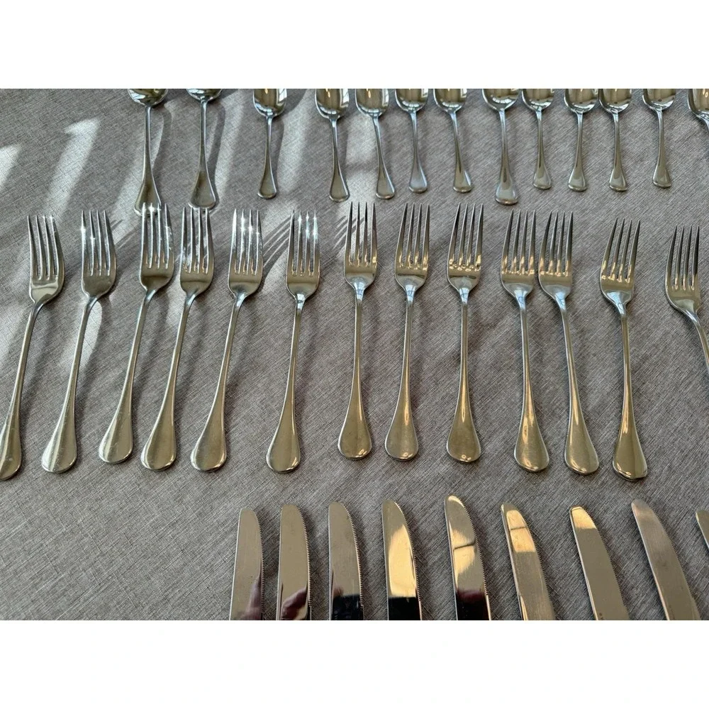 Oneida Cabana Stainless Steel Flatware 18/8 Round Tip Glossy - Disc. 58‎ Pcs
